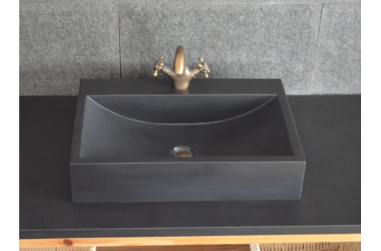 Vasque pierre naturelle véritable granit ou basalte PEGASUS SHADOW