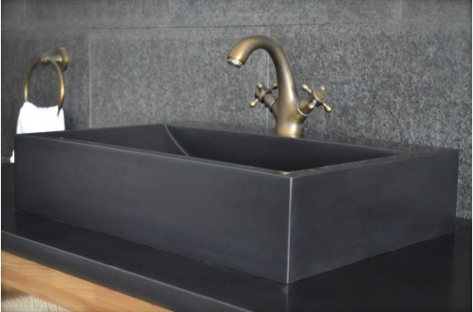 Vasque pierre naturelle véritable granit ou basalte PEGASUS SHADOW