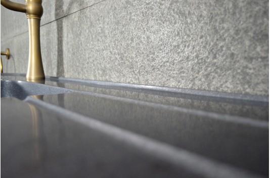 Évier de cuisine pierre Granit noir véritable 2 bacs + égouttoir 120x60 BESSO SHADOW Évier de cuisine pierre Granit noir véritable 2 bacs + égouttoir 120x60 BESSO SHADOW