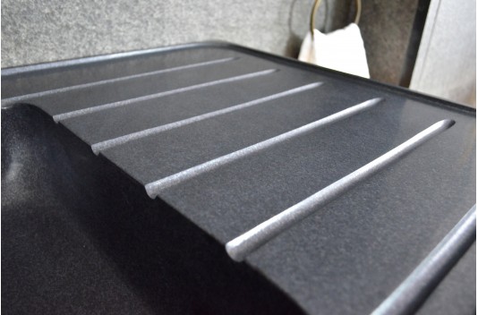 Évier de cuisine pierre Granit noir véritable 2 bacs + égouttoir 120x60 BESSO SHADOW Évier de cuisine pierre Granit noir véritable 2 bacs + égouttoir 120x60 BESSO SHADOW