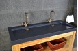 Double vasque en pierre 120x50 Granit Noir véritable YATE SHADOW