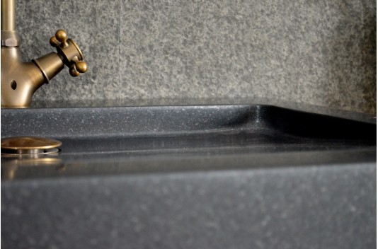 Double vasque en pierre 120x50 Granit Noir véritable YATE SHADOW