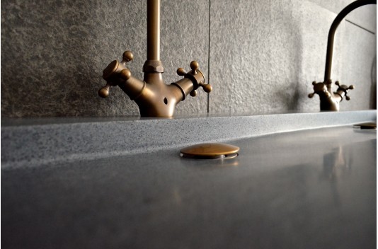 Double vasque en granit gris pierre véritable 120x50 YATE Double vasque en granit gris pierre véritable 120x50 YATE