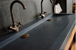 Double vasque en granit gris pierre véritable 120x50 YATE