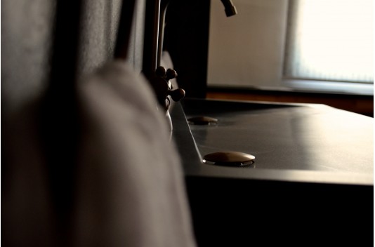 Double vasque en granit gris pierre véritable 120x50 YATE Double vasque en granit gris pierre véritable 120x50 YATE