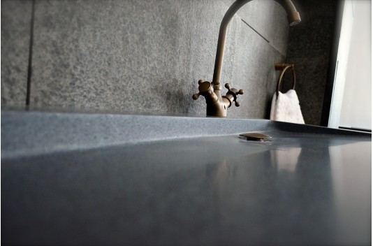 Double vasque en granit gris pierre véritable 120x50 YATE Double vasque en granit gris pierre véritable 120x50 YATE
