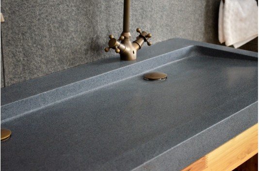 Double vasque en granit gris pierre véritable 120x50 YATE Double vasque en granit gris pierre véritable 120x50 YATE