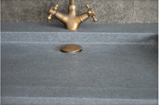 Double vasque en granit gris pierre véritable 120x50 YATE Double vasque en granit gris pierre véritable 120x50 YATE