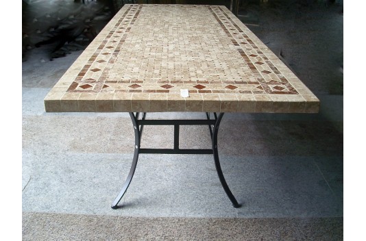 Table de jardin mosaïque marbre pierre naturelle 160-200-240 TOSCANE Table de jardin mosaïque marbre pierre naturelle 160-200-240 TOSCANE