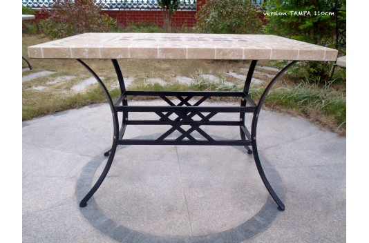 Table de jardin mosaique marbre pierre naturelle 240 TAMPA