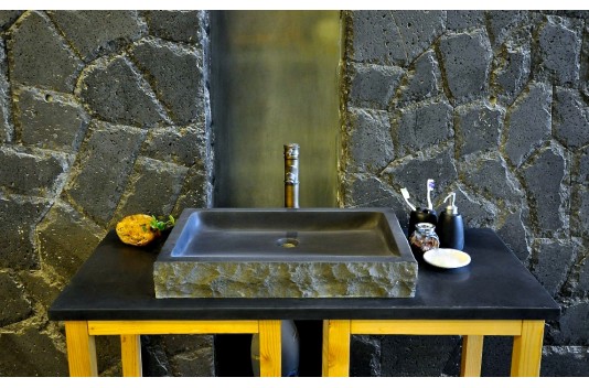 Vasque en pierre noire granit véritable 40-60cm BORNEO