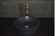 Vasque ronde pierre naturelle granit noir LEAF SHADOW