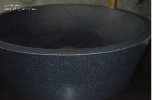 Vasque ronde pierre naturelle granit noir LEAF SHADOW Vasque ronde pierre naturelle granit noir LEAF SHADOW