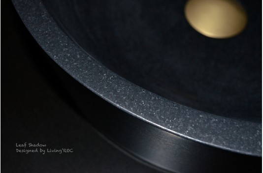 Vasque ronde pierre naturelle granit noir LEAF SHADOW Vasque ronde pierre naturelle granit noir LEAF SHADOW