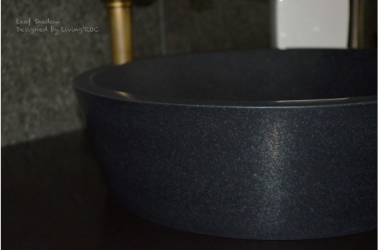 Vasque ronde pierre naturelle granit noir LEAF SHADOW Vasque ronde pierre naturelle granit noir LEAF SHADOW