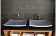Vasque en pierre naturelle granit gris véritable salle de bain BALI
