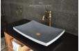 Vasque en pierre naturelle granit gris véritable salle de bain BALI