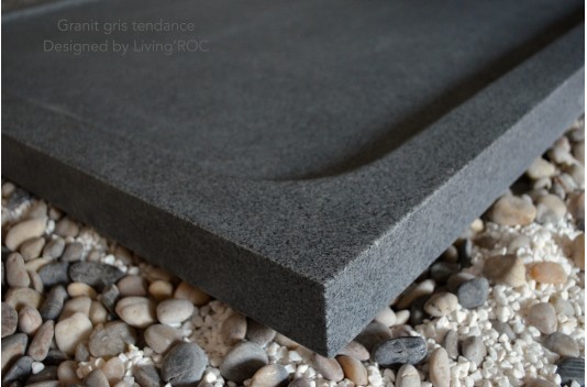 Receveur de douche en pierre à l'italienne 120X100 granit gris KIAORA Receveur de douche en pierre à l'italienne 120X100 granit gris KIAORA