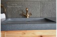 Double vasque en pierre 160x50 granit gris véritable FOLEGE