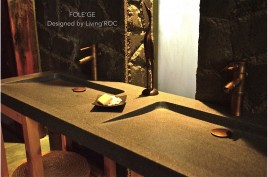 Double vasques salle de bain 160x50 granit gris véritable FOLEGE