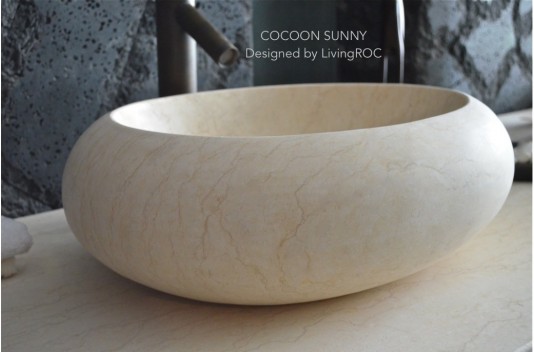 Vasque en marbre à poser pierre oblongue COCOON SUNNY