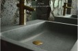 Vasque salle de bain évier granit gris trou robinetterie intégré ALPHA