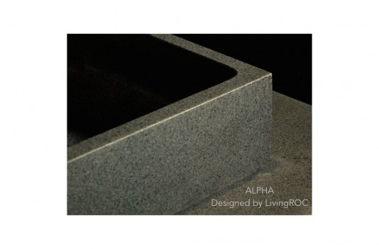 Vasque salle de bain évier granit véritable gris trou robinetterie intégré ALPHA Vasque salle de bain évier granit véritable gris trou robinetterie intégré ALPHA