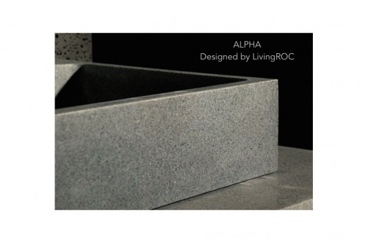 Vasque salle de bain évier granit véritable gris trou robinetterie intégré ALPHA Vasque salle de bain évier granit véritable gris trou robinetterie intégré ALPHA