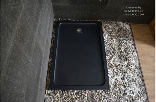 Receveur de douche 120X80 à l'italienne véritable Granit Noir PALAOS SHADOW