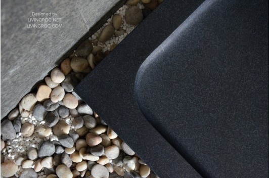 Receveur de douche 120X80 à l'italienne véritable Granit Noir PALAOS SHADOW