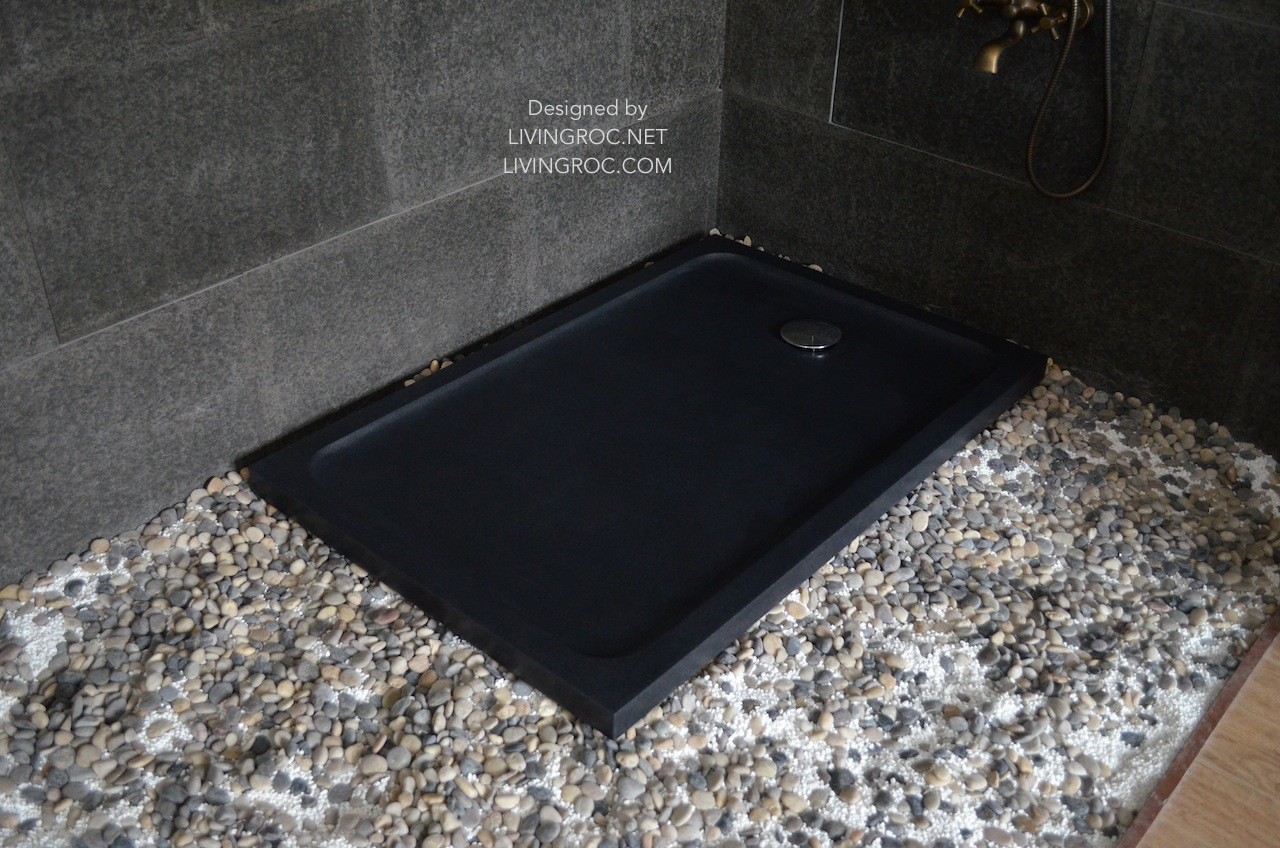 Receveur de douche 120X80 à l'italienne vrai granit Noir PALAOS SHADOW