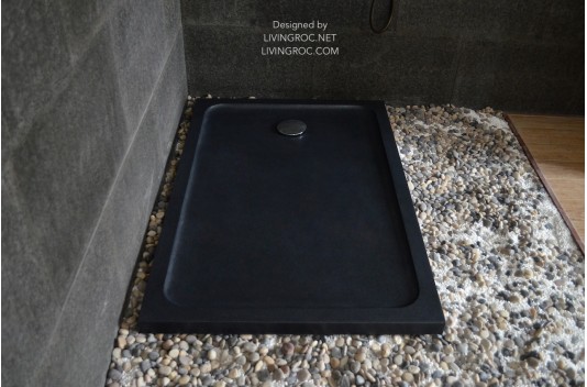 Receveur de douche 120X80 à l'italienne véritable Granit Noir PALAOS SHADOW