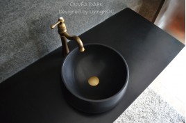 Vasque salle de bain en pierre noire Granit véritable OUVEA SHADOW