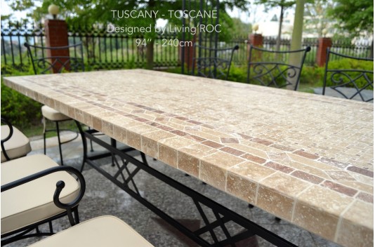 Table de jardin mosaïque marbre pierre naturelle 160-200-240 TOSCANE Table de jardin mosaïque marbre pierre naturelle 160-200-240 TOSCANE
