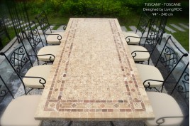 Table de jardin Table mosaïque en pierre naturelle 160-200-240 TOSCANE