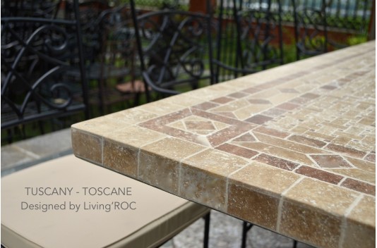 Table de jardin mosaïque marbre pierre naturelle 160-200-240 TOSCANE Table de jardin mosaïque marbre pierre naturelle 160-200-240 TOSCANE