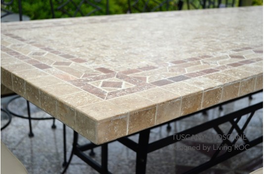 Table de jardin mosaïque marbre pierre naturelle 160-200-240 TOSCANE Table de jardin mosaïque marbre pierre naturelle 160-200-240 TOSCANE