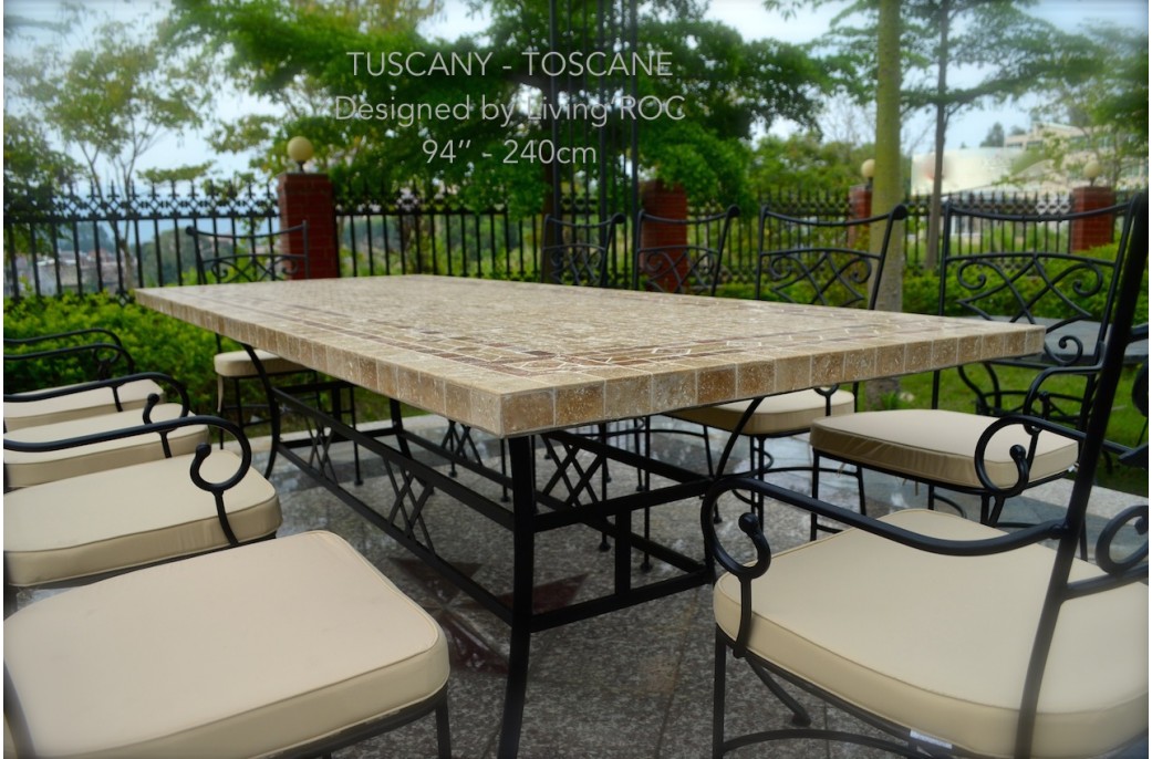 Table de jardin Table mosaïque en pierre naturelle 160-200 ...