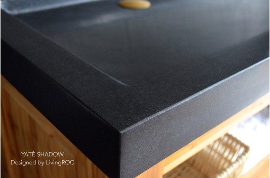 Double vasque en pierre 120x50 Granit Noir véritable YATE SHADOW