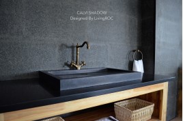 Vasque à poser salle de bain granit noir Luxe CALVI SHADOW