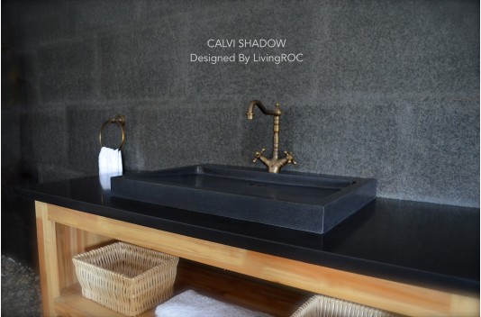 Vasque à poser salle de bain granit noir Luxe CALVI SHADOW Vasque à poser salle de bain granit noir Luxe CALVI SHADOW