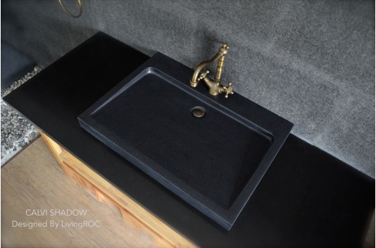 Vasque à poser salle de bain granit noir Luxe CALVI SHADOW Vasque à poser salle de bain granit noir Luxe CALVI SHADOW