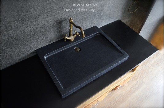 Vasque à poser salle de bain granit noir Luxe CALVI SHADOW Vasque à poser salle de bain granit noir Luxe CALVI SHADOW