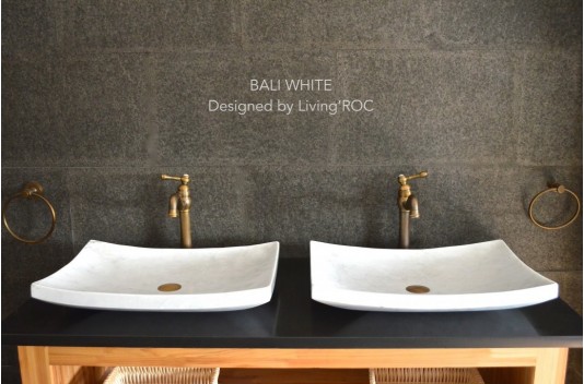 Vasque en pierre marbre Blanc salle de bain à poser BALI WHITE Vasque en pierre marbre Blanc salle de bain à poser BALI WHITE