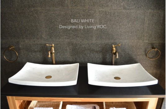 Vasque en pierre marbre Blanc salle de bain à poser BALI WHITE Vasque en pierre marbre Blanc salle de bain à poser BALI WHITE