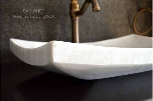 Vasque en pierre marbre Blanc salle de bain à poser BALI WHITE Vasque en pierre marbre Blanc salle de bain à poser BALI WHITE