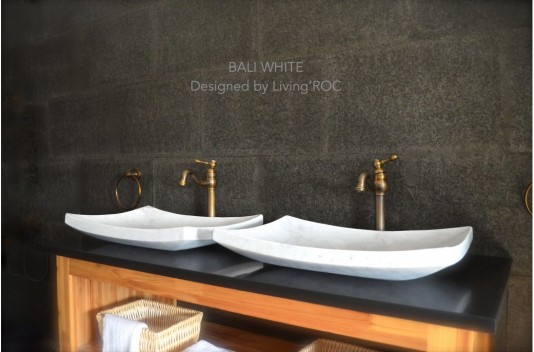 Vasque en pierre marbre Blanc salle de bain à poser BALI WHITE Vasque en pierre marbre Blanc salle de bain à poser BALI WHITE