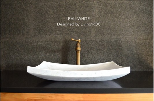 Vasque en pierre marbre Blanc salle de bain à poser BALI WHITE Vasque en pierre marbre Blanc salle de bain à poser BALI WHITE
