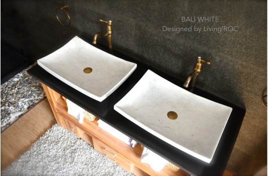 Vasque en pierre marbre Blanc salle de bain à poser BALI WHITE Vasque en pierre marbre Blanc salle de bain à poser BALI WHITE
