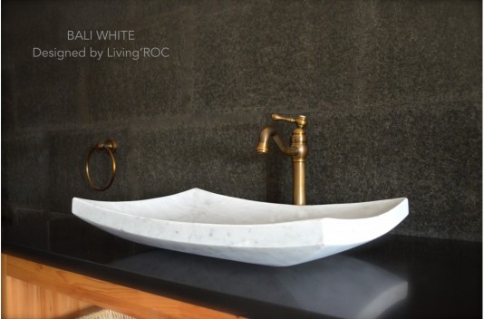 Vasque en pierre marbre Blanc salle de bain à poser BALI WHITE Vasque en pierre marbre Blanc salle de bain à poser BALI WHITE